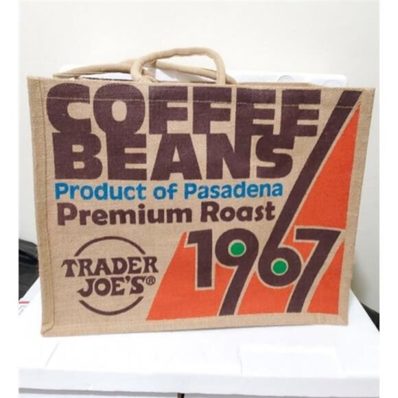 Trader Joe’s “Coffee Beans / Pasadena 1967” Jute Tote Premium Collector - Picture 3 of 11